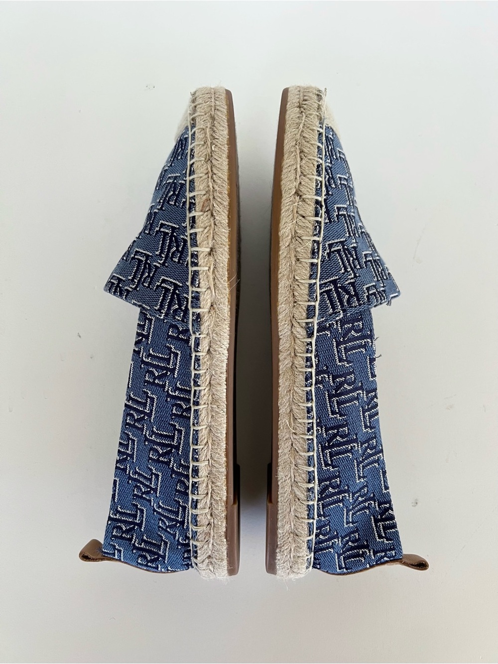 Ralph Lauren LRL Cameryn II Monogram Jacquard Espadrille, Blue/Tan, size 8 - Picture 7 of 13